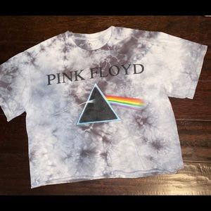 Tie dyed Cropped Pink Floyd shirt